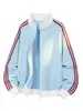 Jaqueta moderna com gola alta, cardigã masculino retrô, moletom, estilo faculdade americana, design de três listras, top esportivo de outono