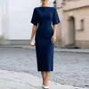 Comércio Exterior Europeu e Americano Transfronteiriço Roupas Femininas, Novos Estilos de Verão, Elegante e na Moda Roupa de Trabalho Bodycon Justo de Cor Sólida com Ajuste na Cintura