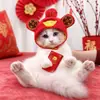 Sombrero con Capucha para Mascota de Año Nuevo Cálido Lindo Disfraz para Perro Gato Accesorios Perro de Pelo Corto Británico Transformación Cabeza de Gato Otoño Invierno