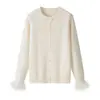 Comercio exterior Ropa de mujer estilo europeo y americano, suave, casual, simple, a la moda, versátil, cuello redondo, cárdigan de punto holgado