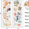 Adesivos de Parede de Aniversário para Quarto Infantil Chapéu de Festa Gato Balão Caixa de Presente Adesivos Autoadesivos Adesivos Divertidos para Decoração de Parede