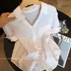 Camisa de Lino con Cuello de Solapa Estilo Old Money de Manga Corta para Mujer Verano 2026 Nuevo Estilo Coreano Temperamento Adelgazante Versátil Camisa para el Trabajo