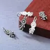 Pingente de Tassel de Margarida Sólida Vintage em Prata Pura S925 Acessórios para Pulseira de Corda Trançada com Contas de Cristal e Pérola DIY