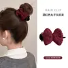 Grampo de Cabelo com Coque de Laço de Tricô para Mulheres, Grampo de Cabelo Floral Outono e Inverno 2026, Estilo Doce e Elegante