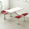 Mesa y Sillas Integradas para Comedor, Área de Comedor para Personal de Comedor Escolar, Mesa de Comedor Impermeable Integrada de Cuatro Plazas para Restaurante