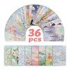 Compra Direta Transfronteiriça de 36 Cartões Ilustrativos de Paisagem a Óleo Espessos, Cartões de Mensagem Decorativos Florais Frescos Artísticos