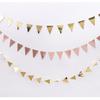 3m Bandeirinhas Triangulares Douradas e Prateadas, Enfeites de Papel, Suprimentos para Festa, Decorações de Janela com Flores, Bandeirinhas Triangulares