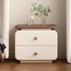 Instalação de Criado-Mudo Pequeno de Madeira Maciça Cor Creme, Simples Antigo para Casa, Moderno Novo Minimalista Armazenamento de Quarto Criado-Mudo