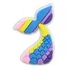 Pingentes para Sapato Série Cauda de Peixe de Sereia, Acessórios para Sapato de Borracha Macia PVC Estilo Férias na Praia, Decorações para Sapato Crocs Infantil