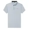 Camisa polo transpirable de manga corta para hombre, con efecto refrescante, cuello, logo de letras termosellado, disponible en varios colores y en stock para uso business casual
