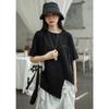 Yohji Yamamoto Japonés Verano Nuevo Nicho Diseño de Línea Abierta Cuello Redondo Irregular Manga Corta Camiseta para Mujer Suelta Casual