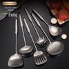 Conjunto de Utensílios de Cozinha em Aço Inoxidável 304: Espátula de Cozinha, Colher de Sopa, Escumadeira, Espátula de Fritar, Colher de Arroz, Colher Espessa, Grau Alimentício Doméstico
