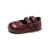 Zapatos de Princesa para Niñas de Suela Blanda Corte Bajo Zapatos Individuales Mary Janes Retro Punta Redonda Versátiles Otoño Niñas Feos Lindos Negros