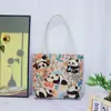 Bolsa de Lona Bordada Jacquard Dorada de Doble Cara, Bolso de Mano de Dibujos Animados Lindo, Bolso de Hombro para el Viaje Diario, Bolso Artístico