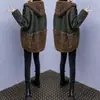 Abrigo estilo coreano de invierno costura de lana de cordero 2023 Invierno Nuevo abrigo de lana con capucha Abrigo acolchado a cuadros para mujer