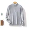 Suéter de lana grueso con media cremallera para hombre, suéter base de lujo ligero para negocios, tejido de punto de lana de moda casual de cuello medio
