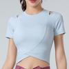 Novidade Verão 2026 Tops Esportivos Femininos de Manga Curta que Mostram o Umbigo, Slim-Fit, para Yoga, Corrida, Fitness, Camisetas de Secagem Rápida