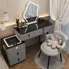 Nova penteadeira de luxo estilo nórdico para o quarto, armário de gavetas inteligente multifuncional minimalista moderno com mesa de maquiagem integrada
