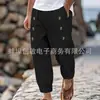 2025 Estação Independente Transfronteiriça Casual Americano Havaiano Praia Masculino Casual Multi-Botões Algodão e Linho Calças Largas para Homem