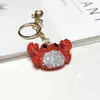 Chaveiro de Metal com Caranguejo Cravejado de Diamantes Transfronteiriço Criativo Personalizado Pingente de Chave de Casal para Bolsa com Strass