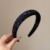Diadema Floral Suave Francesa Otoño Retro Tela de Alta Gama Diadema para Cabello Alto Presionando el Cabello Accesorios para el Cabello con Estampado de Flores Azules para Mujer