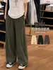 Pantalones cargo tipo cimitarra color verde militar para mujer, nuevo modelo verano 2026, de cintura alta, corte holgado, adelgazantes, de largo nueve puntos, pantalones deportivos casual de pierna ancha