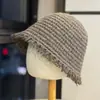 Sombrero de pescador de punto nuevo 2026 color liso con ribete de encaje, diseño que adelgaza la cara, estilo coreano y japonés, plegable, moderno
