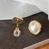 Pendientes Cuadrados de Perlas Simples Estilo Retro de Hong Kong para Mujer, Pendientes Elegantes y con Estilo Estilo Ins de Gama Alta, Clips para Orejas sin Perforar