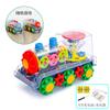 Locomotiva rotativa com engrenagem transparente luzes multicoloridas música presente de aniversário infantil carro de brinquedo elétrico universal atacado