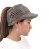 2018 AliExpress ebay Europa y Estados Unidos para otoño e invierno etiqueta CC punto de color en la visera parte superior vacía coleta retorcida gorro de punto pullover