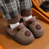 Chinelos de algodão para crianças e pais capivara, sapatos de casa fechados quentes de couro antiderrapantes para outono e inverno, em estoque para dropshipping
