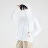 Roupas de Proteção Solar Masculinas e Femininas, Fio Original Seda Gelada Respirável Jaqueta Corta-Vento para Ciclismo ao Ar Livre com Aba Grande Removível e Proteção UV