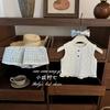 Yiyoyei Conjunto de Duas Peças Verão 2025 Novo Estilo Doce Floral Colete e Shorts Xadrez para Bebês Tendência