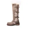 Botas de Nieve Largas Utopia para Mujer 2025 Invierno Nuevas Estilo Ruso Caña Alta Hebilla Felpa Gruesa Moda Cálida Zapatos de Algodón