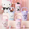 Nuevo vaso térmico de gran capacidad Sanrio Hello Kitty, elegante y portátil con asa, vaso de agua de acero inoxidable