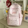 Bolso de Hombro Doble Degradado de Gipsófila Mochila para Estudiantes de Secundaria/Preparatoria para Mujer Mochila Casual de Campus de Gran Capacidad Fresca y Femenina