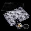 Caja de Set Cuadrado de 12 Piezas para Uñas, Botella Cuadrada Pequeña de 2.5g de Capacidad, Caja de Set de Botellas Vacías de Flores Secas para Uñas / Lentejuelas con Brillo