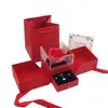 Caja de Joyería con Lazo, Caja de Regalo Rosa, Paño de Pulir Plata, Certificado, Bolso de Mano, Collar, Pulsera, Anillo (No se enviará un solo disparo)