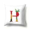 Funda de almohada de poliéster estampado de flor acuarela decoración de coche 26 letras inglesas funda de cojín para el hogar QTB14