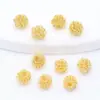 Banho de Ouro 14K Cor Fixa Estilo Coreano Bola de Lã Flor de Primavera Espaçador Vazado Contas Soltas Acessórios Pulseira DIY Miçangas Atacado
