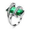 Anillo de Zirconia Verde con Piedra Preciosa Exagerada Europeo y Americano Joyería de Explosión de Comercio Exterior para Mujer Anillo Clásico de Diamante con Microincrustación en Chapa de Cobre