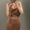 Faldas de Traje Bonitas de Moda para Mujer Este Año 2026 Verano Top sin Mangas con Cuello en V y Cintas + Falda de Cintura Alta que se Ajusta a la Cadera