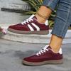 Sapatos Casuais Europeus e Americanos Transfronteiriços Plus Size para Mulheres 2026 Novas Cores Blocadas Tênis Esportivos Sapatos Brancos Planos com Cadarço para Mulheres Comércio Exterior