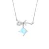Collar de plata de ley 925 con diseño de lazo para mujer, cadena de clavícula de piedra lunar de lujo, colgante de azúcar estilo Ins