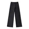 Exportação Transfronteiriça Roupas Femininas Outono e Inverno 2025 Estilo Europeu e Americano Cintura Média Cordão Cor Sólida Casual Calça Reta para Mulheres