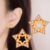 Aretes de Estrella de Cinco Puntas Europeos y Americanos de Zirconia con Diamantes Completos, Aretes, Aretes de Estrella Fluyendo Elegantes y Lindos, Joyería para Mujeres