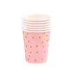Vasos de Papel Desechables Gruesos con Estampado Dorado de Lunares de Colores, Vasos de Agua para Cumpleaños en Fiestas en Casa, Vasos Biodegradables para Té de Leche