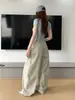 Pantalones marrones de pierna ancha y corte holgado para mujer, nuevo estilo otoño 2026, cintura con cordón, pierna recta larga, tiro alto, con caída, pantalones de corte curvo