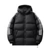Nueva Chaqueta Deportiva Casual Versátil con Capucha de Tres Rayas Estilo Coreano Engrosada de Moda para Hombre de Otoño e Invierno