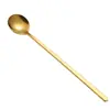 Cuchara pequeña redonda de acero inoxidable, cuchara para café, cuchara para pasteles y postres, cuchara mezcladora para leche en polvo y miel, cuchara mezcladora con mango largo para nido de pájaro al por mayor